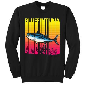 1980s Retro Bluefin Tuna Fish Fishing Fisherma Lover Tall Sweatshirt