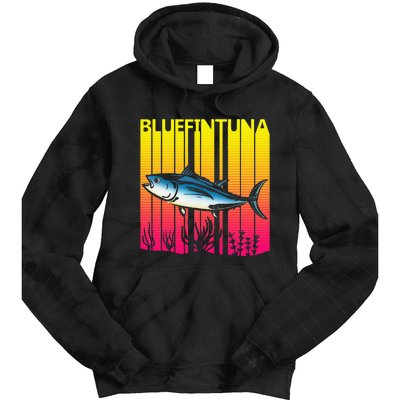 1980s Retro Bluefin Tuna Fish Fishing Fisherma Lover Tie Dye Hoodie