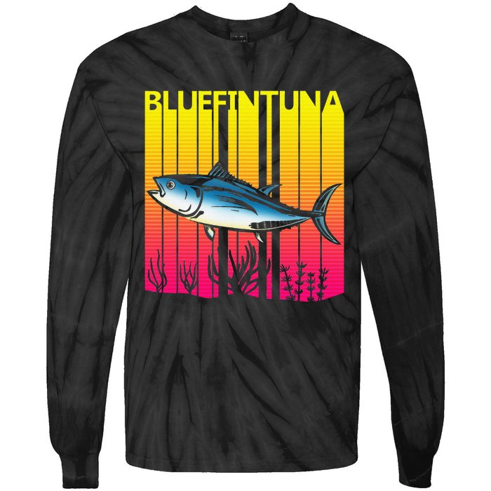 1980s Retro Bluefin Tuna Fish Fishing Fisherma Lover Tie-Dye Long Sleeve Shirt