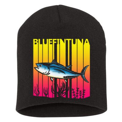 1980s Retro Bluefin Tuna Fish Fishing Fisherma Lover Short Acrylic Beanie