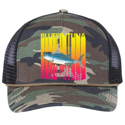 1980s Retro Bluefin Tuna Fish Fishing Fisherma Lover Retro Rope Trucker Hat Cap