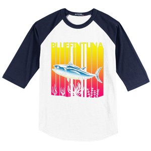 1980s Retro Bluefin Tuna Fish Fishing Fisherma Lover Baseball Sleeve Shirt