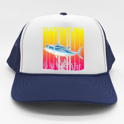 1980s Retro Bluefin Tuna Fish Fishing Fisherma Lover Trucker Hat