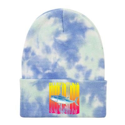 1980s Retro Bluefin Tuna Fish Fishing Fisherma Lover Tie Dye 12in Knit Beanie