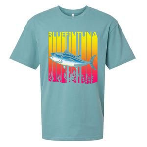 1980s Retro Bluefin Tuna Fish Fishing Fisherma Lover Sueded Cloud Jersey T-Shirt