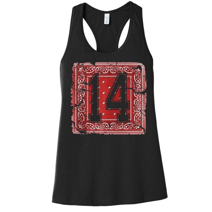 14 Red Bandana North California Northern Cal Nor Cali Women's Racerback Tank