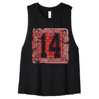 14 Red Bandana North California Northern Cal Nor Cali Women's Racerback Cropped Tank