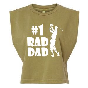 #1 Rad Dad Golf Print For Dads And Fathers Great Gift Garment-Dyed Women's Muscle Tee