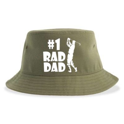 #1 Rad Dad Golf Print For Dads And Fathers Great Gift Sustainable Bucket Hat