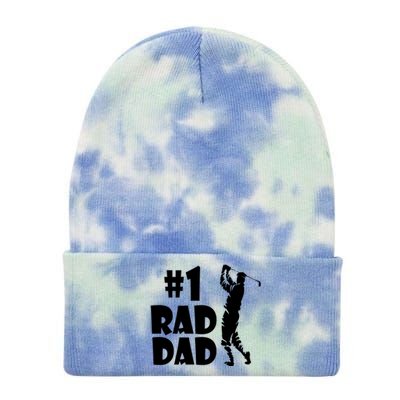 #1 Rad Dad Golf Print For Dads And Fathers Great Gift Tie Dye 12in Knit Beanie