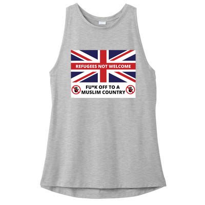 1mannovoice Refugees Not Welcome Fuck Off To A Muslim Country Ladies PosiCharge Tri-Blend Wicking Tank