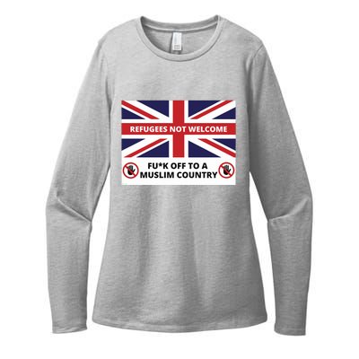 1mannovoice Refugees Not Welcome Fuck Off To A Muslim Country Womens CVC Long Sleeve Shirt