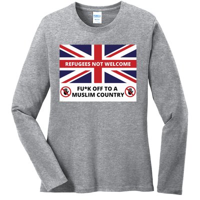 1mannovoice Refugees Not Welcome Fuck Off To A Muslim Country Ladies Long Sleeve Shirt