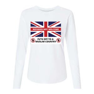 1mannovoice Refugees Not Welcome Fuck Off To A Muslim Country Womens Cotton Relaxed Long Sleeve T-Shirt