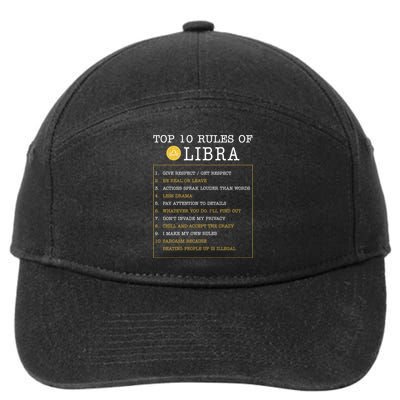 10 Rules Of Libra Horoscope Zodiac Astrological Sign Gift 7-Panel Snapback Hat