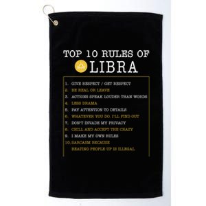 10 Rules Of Libra Horoscope Zodiac Astrological Sign Gift Platinum Collection Golf Towel