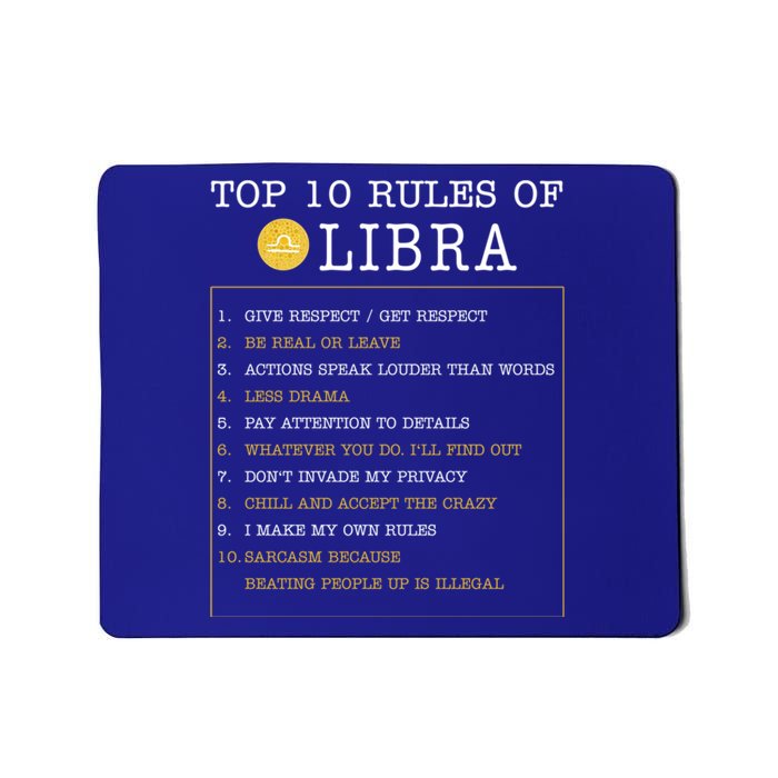 10 Rules Of Libra Horoscope Zodiac Astrological Sign Gift Mousepad