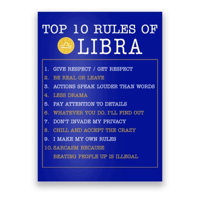 10 Rules Of Libra Horoscope Zodiac Astrological Sign Gift Poster
