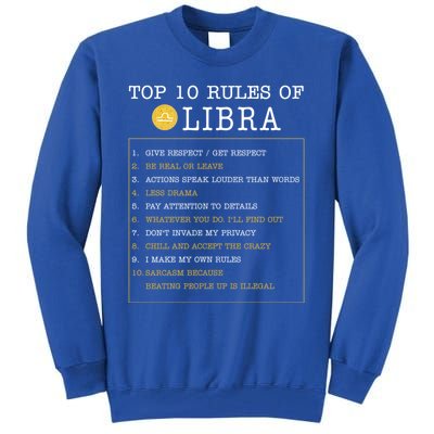 10 Rules Of Libra Horoscope Zodiac Astrological Sign Gift Tall Sweatshirt