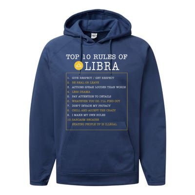 10 Rules Of Libra Horoscope Zodiac Astrological Sign Gift Performance Fleece Hoodie