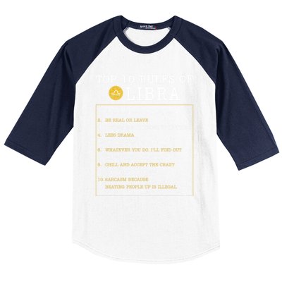 10 Rules Of Libra Horoscope Zodiac Astrological Sign Gift Baseball Sleeve Shirt