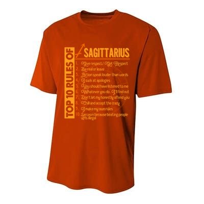 10 Rules Sagittarius Symbol Horoscope Zodiac Sign Astrologer Meaningful Gift Performance Sprint T-Shirt