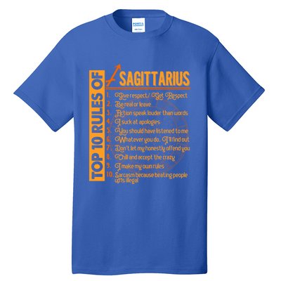 10 Rules Sagittarius Symbol Horoscope Zodiac Sign Astrologer Meaningful Gift Tall T-Shirt