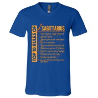 10 Rules Sagittarius Symbol Horoscope Zodiac Sign Astrologer Meaningful Gift V-Neck T-Shirt