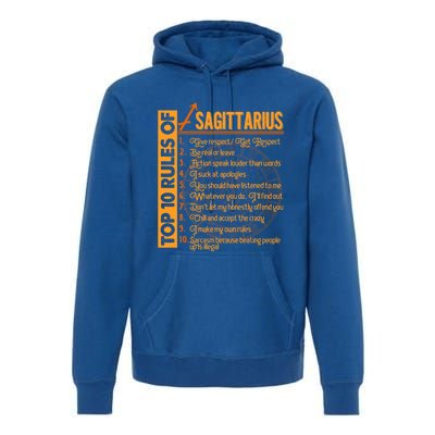 10 Rules Sagittarius Symbol Horoscope Zodiac Sign Astrologer Meaningful Gift Premium Hoodie