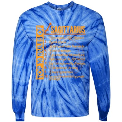 10 Rules Sagittarius Symbol Horoscope Zodiac Sign Astrologer Meaningful Gift Tie-Dye Long Sleeve Shirt