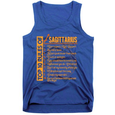 10 Rules Sagittarius Symbol Horoscope Zodiac Sign Astrologer Meaningful Gift Tank Top