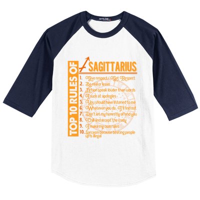 10 Rules Sagittarius Symbol Horoscope Zodiac Sign Astrologer Meaningful Gift Baseball Sleeve Shirt