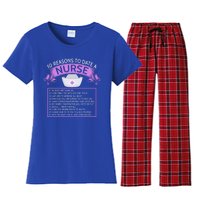 10 Reasons To Date A Nurse Funny Dating Saying Gift Women's Flannel Pajama Set