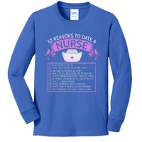 10 Reasons To Date A Nurse Funny Dating Saying Gift Kids Long Sleeve Shirt