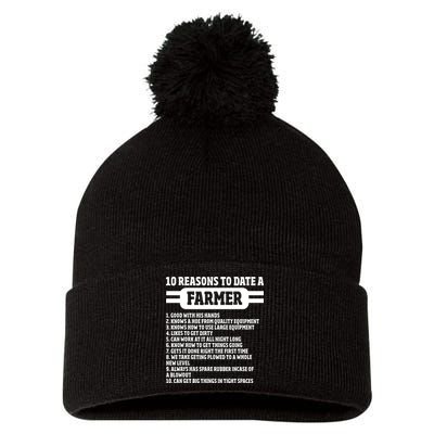 10 Reasons To Date A Farmer Funny Farming Humor For Men Pom Pom 12in Knit Beanie