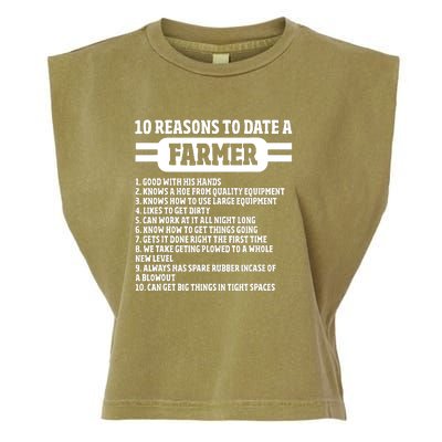 10 Reasons To Date A Farmer Funny Farming Humor For Men Garment-Dyed Women's Muscle Tee