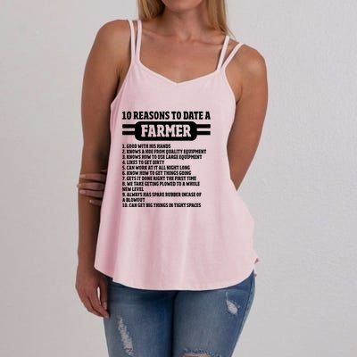 10 Reasons To Date A Farmer Funny Farming Humor For Men Women's Strappy Tank