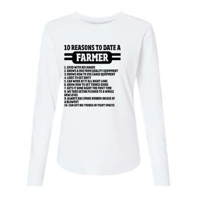 10 Reasons To Date A Farmer Funny Farming Humor For Men Womens Cotton Relaxed Long Sleeve T-Shirt