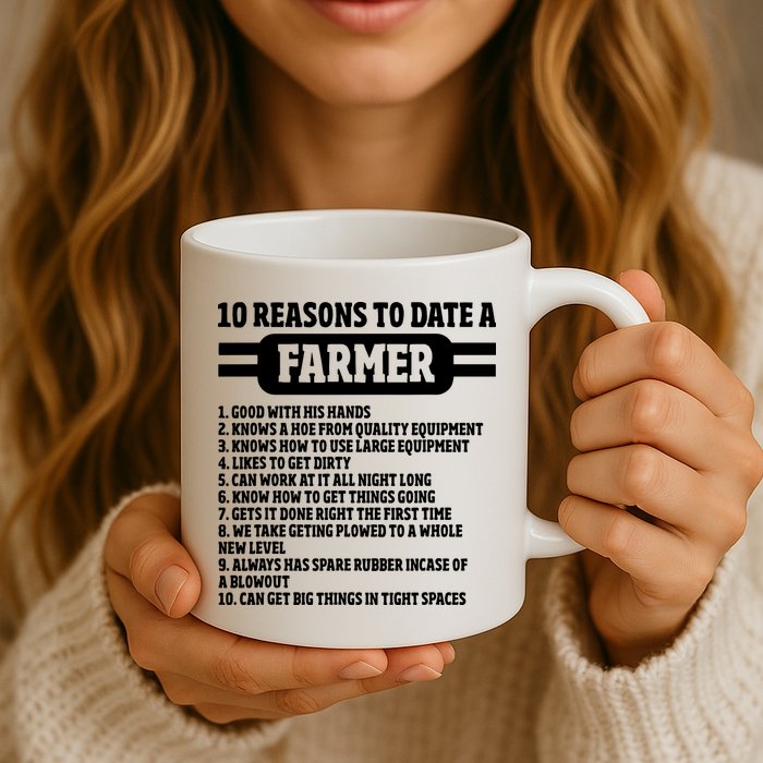 10 Reasons To Date A Farmer Funny Farming Humor For Men Mug