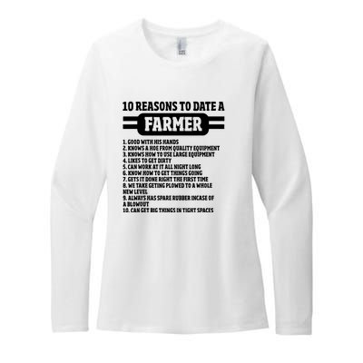 10 Reasons To Date A Farmer Funny Farming Humor For Men Womens CVC Long Sleeve Shirt