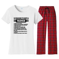 10 Reasons To Date A Farmer Funny Farming Humor For Men Women's Flannel Pajama Set