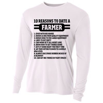 10 Reasons To Date A Farmer Funny Farming Humor For Men Cooling Performance Long Sleeve Crew