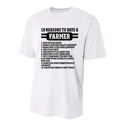 10 Reasons To Date A Farmer Funny Farming Humor For Men Youth Performance Sprint T-Shirt