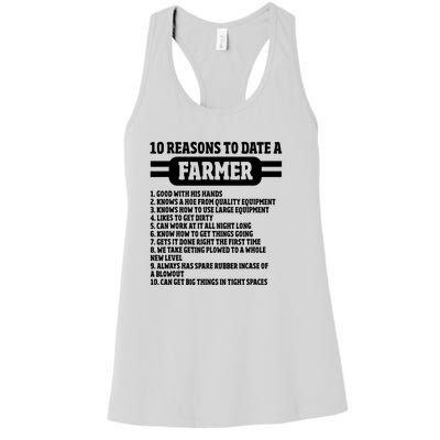 10 Reasons To Date A Farmer Funny Farming Humor For Men Women's Racerback Tank