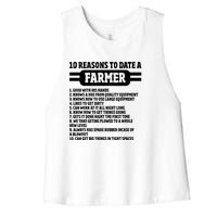 10 Reasons To Date A Farmer Funny Farming Humor For Men Women's Racerback Cropped Tank