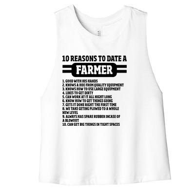 10 Reasons To Date A Farmer Funny Farming Humor For Men Women's Racerback Cropped Tank