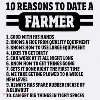 10 Reasons To Date A Farmer Funny Farming Humor For Men Baby Bodysuit