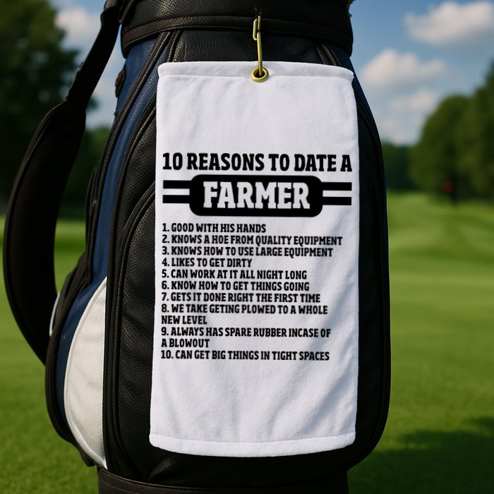 10 Reasons To Date A Farmer Funny Farming Humor For Men Golf Towel