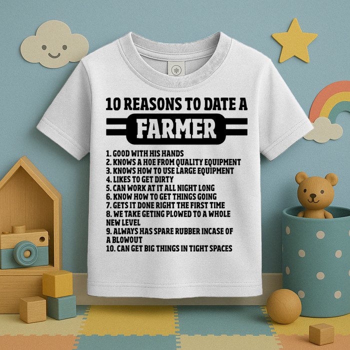 10 Reasons To Date A Farmer Funny Farming Humor For Men Toddler T-Shirt