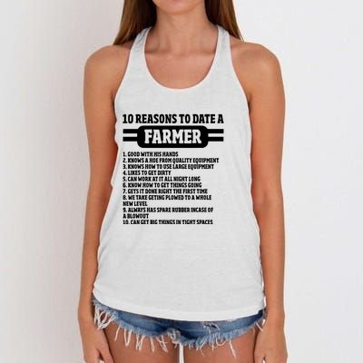 10 Reasons To Date A Farmer Funny Farming Humor For Men Women's Knotted Racerback Tank